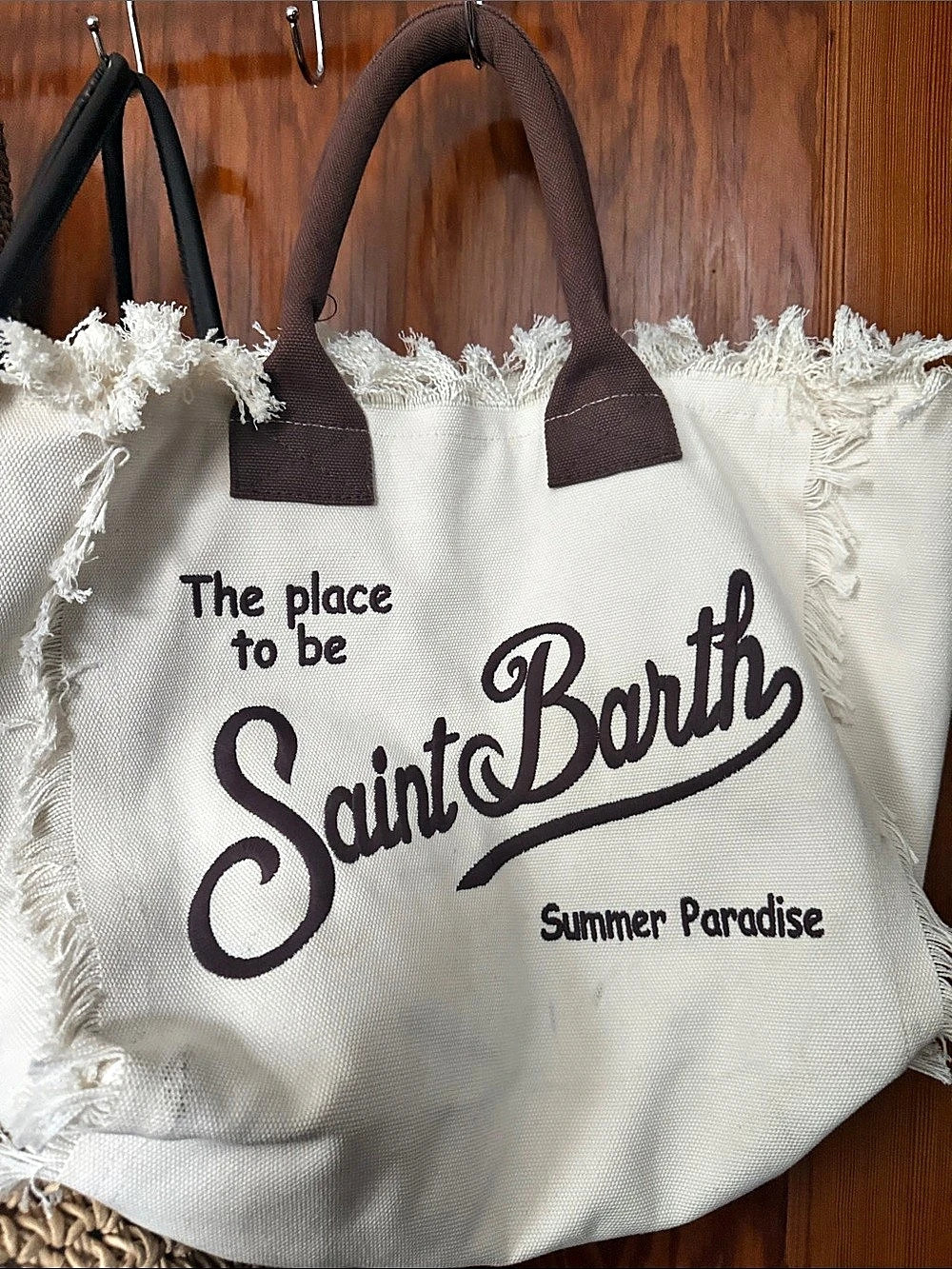 MC2 Saint Barth Vanity Canvas Tote Bag in Cream & Brown